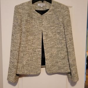 Very light green colored jacket with other thread colors intertwined, size 14